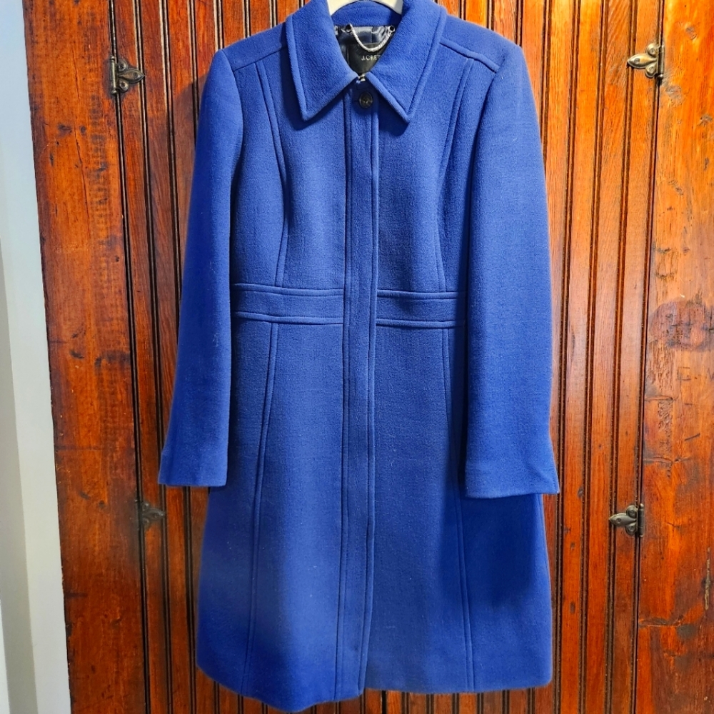 J. Crew New Lady Day Topcoat in Italian Double Cloth Wool Blend Navy Blue 12